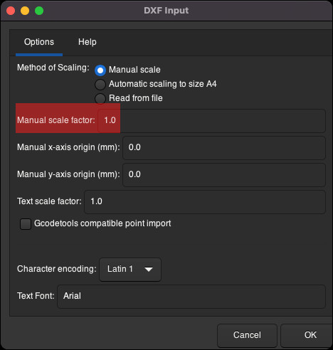 Import dialog